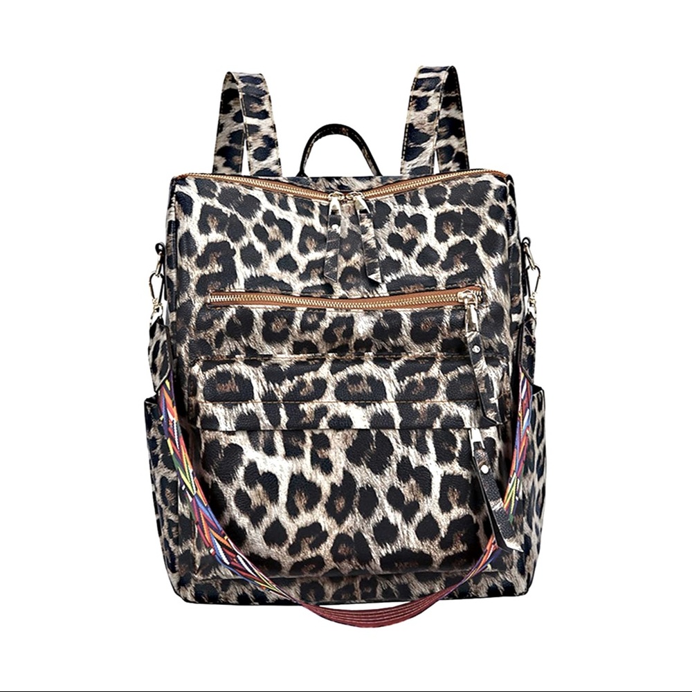 Leopard print Backpack Purse